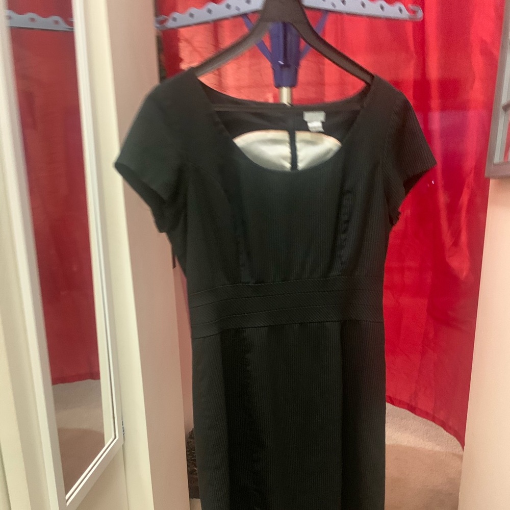 Navy blue strip dress.